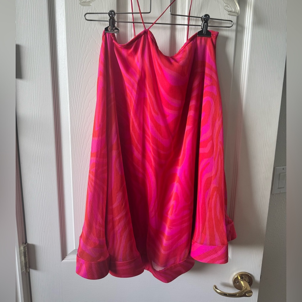 Alexis Hot Pink and Bright Orange Strappy Slip Dress